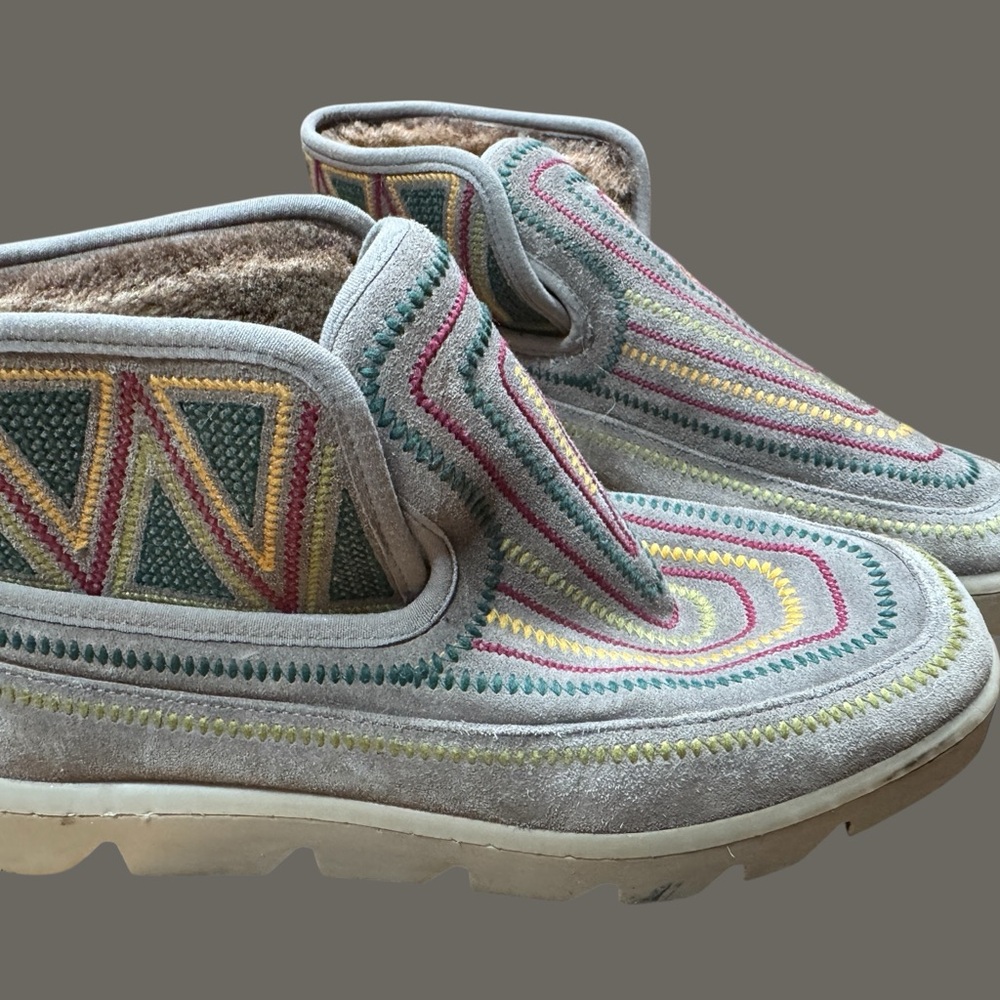 Anthropologie Multicolor Embroidered Ankle Boots with shearling